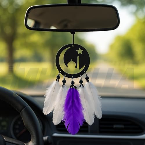 Image of Car Hanging Accessories: Radha Krishna Spiritual Acrylic Decor for Car, Home and Office Desk Decor Accessories (Chand Tara)