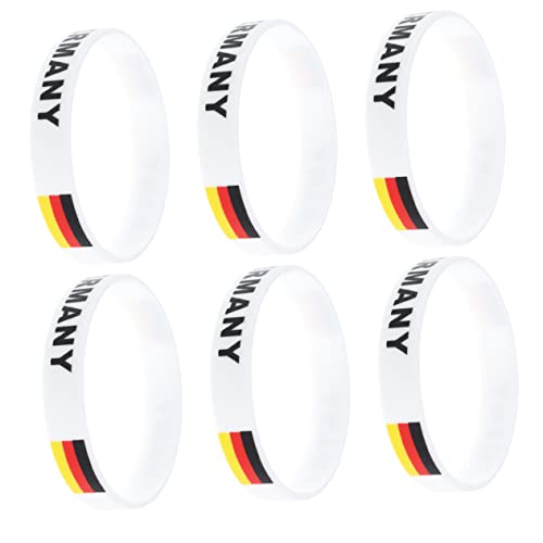 Yardwe Wristband 6 Pcs Country Flag Silicone Bracelets Comfortable Fit for Men Women