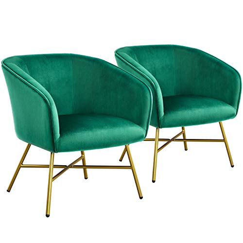 Yaheetech 2Pcs Dining Chair, Upholstered Soft Velvet Dining Chair With Backrest Armrest Leisure Chair For Dining Room/Chicken/Makeup/Cafe, Green #TOP15