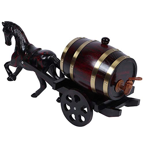 Baril de vin-1.5L Mini Portable chêne bois baril de vin baril chariots hippomobiles ornement équipement de brassage - Image 4