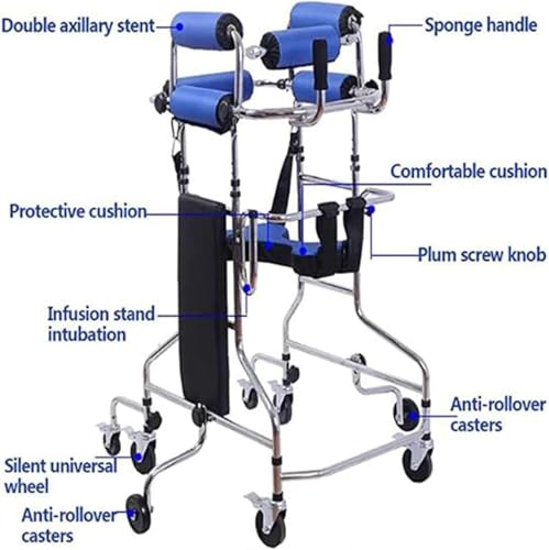 Andador portátil plegable para niños con parálisis cerebral, ligero, de 6 ruedas, antivuelco, ajustable, para rehabilitación, ayuda de movilidad para personas con discapacidad.