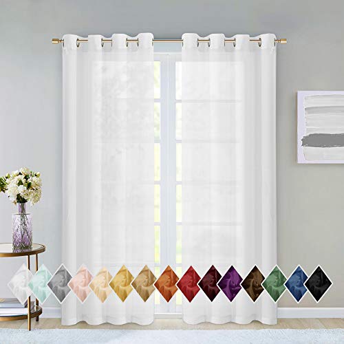 Dainty Home Melrose - Cortinas traslúcidas blancas sólidas para sala de estar y dormitorio, 110 pulgadas de largo, extra anchas de 84 pulgadas, juego de 2, cortinas traslúcidas, cortinas para ventana,