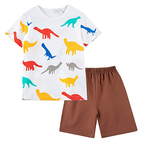 SUNFEID Toddler Boy Clothes Summer Cotton Outfits Shirt Short Sets T-Shirt&Shorts 2 Packs 2-7T