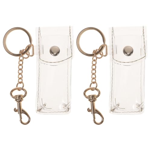 CALLARON 2 Pièces Porte-Clés Transparent Étui Protecteur Pour Rouge À Lèvres Avec Clip Suspendu Accessoire Pratique Pour Sac À Main Femme