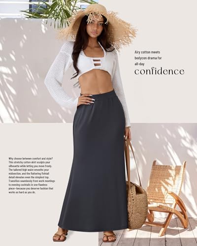 Riyiper 3 Pack Women's Maxi Skirts with Pockets Flowy Elastic High Waist Ankle Length Cotton Long Comfy Casual Dress Fall2