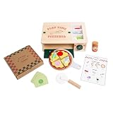 Picture of Pearhead Wooden Pizzeria Montessori Pretend Play Food Set, 38-Piece Play Kitchen Accessories, Developmental Learning, Toy Oven and Self-Stick Pizza Toppings, Preschool Toys for Toddlers Ages 3+ Years
