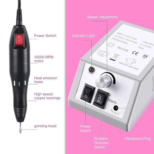 GOODIEBOX Electric Nail Drill Machine Nail File Drill Set Kit for Acrylic Nails, Gel Nail, Nail Art Polisher Sets Glazing Nail Drill Fast Manicure. - Image 4