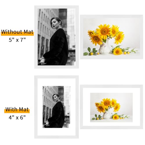 puthiac 5x7 Oak Wood Picture Frame - Minimalist 5x7 Picture Frame, 5"x7" Frame Wood, Natural Solid Wooden Picture Frames for Wall Art Photo and Prints(3 Pack, White)