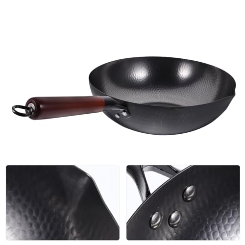 Wok tradicional de hierro forjado de 32 cm con mango de madera miniatura 2