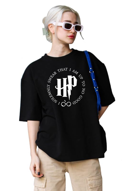 THE DUFFERSBaggy T-Shirts for Women Oversize Tees - Round Neck, Half Sleeve, Loose Fit