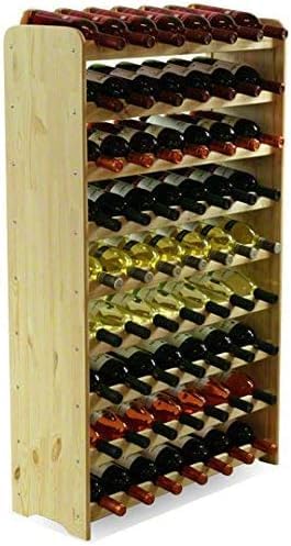 SMH LINE® - Wijnrek - Hout wijnrek - Bottle Rack - 118x68x25 cm (LxBxD) - Massief Hout - 56 flessen - Flessenrek Modulair en Stapelbaar - Flessenhouder Staand