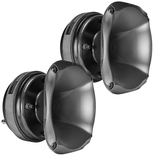 PRV AUDIO 2X WG2500Py Slim 200 Watts 2 Exit Mids & Highs Horn Driver 8 Ohm 107dB PRO Audio Polyimide Compression Driver with Shallow Waveguide (2 Horn Drivers) Bundle 400 Watts