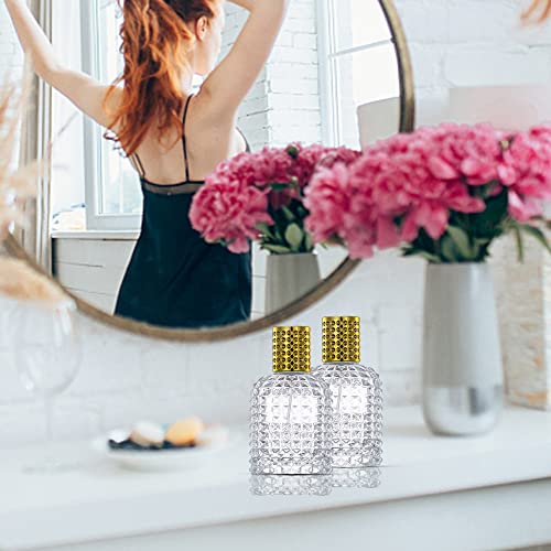 suaywo 2 Pieces Gold Mini Glass Perfume Spray Bottle 50ml Pineapple Perfume Bottlestorage Bottles Refillable Travel Perfume Atomizer for Cosmetic Perfume Storage - Image 8