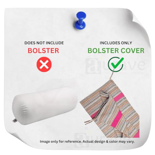 Image of AURAVE Woven Cotton 144 TC Printed Bolster Cover with Drawstring Closure, Set of 2, Soft Breathable Durable Machine Washable for Sofa Bed & Home Decor, 15 inchx30 inch, Magenta | Cover Only