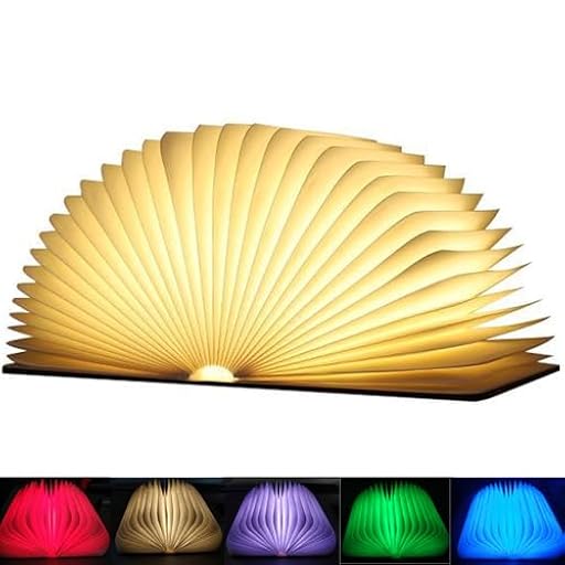 EasyULT Libro Lámpara LED, Luz de Libro USB Recargable, Luces Plegables de Madera 360°, Luz de Nocturna LED magnética, 5 Colores, Portátil Luz Lectura/Decorativa, Lámpara de Mesita de Noche-Mini | Ya disponible en tu tienda friki favorita! En mundofriki.es!