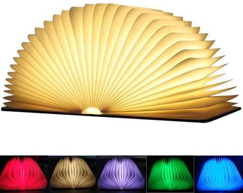EasyULT Wooden Book Lamp, LED Folding Book Light Magnetic USB Rechargeable Mood Lighting Creative Night Light for Decor, Practical and Beautiful Decorative Lights (12 * 9 * 2.5cm)