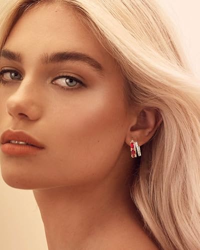 Lourny Double Hoop Crystal Earrings for Women,18K Gold/Silver Plated Illusion Huggie Cubic Zirconia Hoop Earrings Jewelry Gifts2