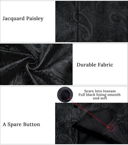 Image of DiBanGu Mens Paisley Suit Vest Silk Jacquard Waistcoat and Necktie Set Formal Shawl Collar Dress Vest 7PCS for Wedding Party