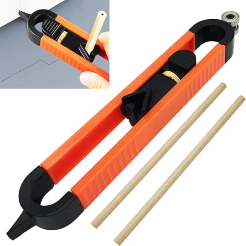 Jauge de Contour, CTRICALVER Outil de Scribe de Jauge de Contour, Duplicateur de forme irrégulière avec serrure, pour le travail du bois, la construction, le bricolage (orange)