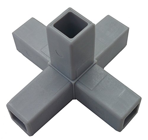 EZTUBE 5-Way Square Tube Composite Gray Connector for Aluminum Tube Assembly.