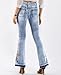 Women's Floral Embroidered Mid Rise Flare Denim Pants Bell Bottom Jeans Light Blue 12