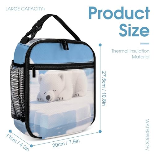 Little Polar Bear Printed Backpack With Lunch Pack Storage Box Case 3pcs Lightweight Travel Backpack4