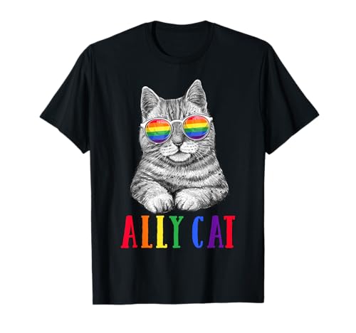 Ally Cat LGBT Gay Rainbow Pride Flag Ragazzi Uomini Ragazze Donne Maglietta