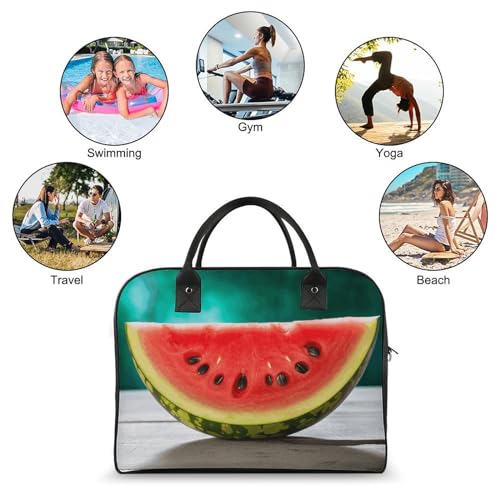 Travel Duffel Bag Watermelon with Smiley Print Yoga Tote Bag Gym Bag Weekender Overnight Bag for Travel, Beach, Fitness, Yoga, Swimming4