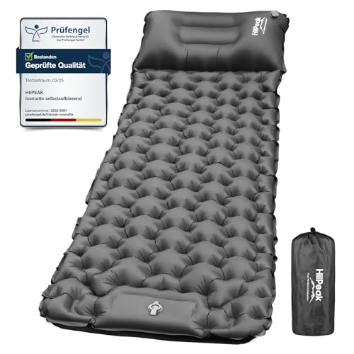 HiiPeak isomatte hoch Camping luftmatratze mit integrierten kopfkissen Outdoor campingmatte schlafmatte kleines packmass mit Fußpumpe luftzellenmatte aufblasbar