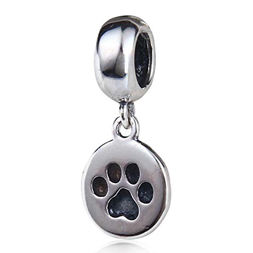 LAMOONY Puppy Dog Paw Charms 925 Sterling Silver Animal Paw Pendant Pet Charm for Diy Charms Bracelets LAMOONY Puppy Dog Paw Charms 925 Sterling Silver Animal Paw Pendant Pet Charm for Diy Charms Bracelets