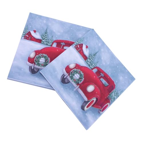 GANAZONO 100 Piezas Servilletas de Papel Desechables con Diseño Navideño Servilletas para Fiestas de Navidad Suministros Festivos para Cenas y Eventos Patrón Creativo de Automóvil Navideño
