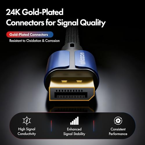 Image of Display Port To Display Port 2.1 Cable [VESA Certified], 16K@60Hz /8K@120Hz /4K@240Hz UHD Resolution, 2 Meters, 54 GBPS Speed, HDR, HDR10,Dolby Vision, Compatible with TV, Laptop, Projector, Monitor etc