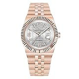 SUZAKU Nuovo Orologio da Uomo Movimento Automatico Giapponese Cassa in acciaio inossidabile 10bar Impermeabile Luminoso Orologio da Uomo Business Casual con Data (Tutto oro e bianco)