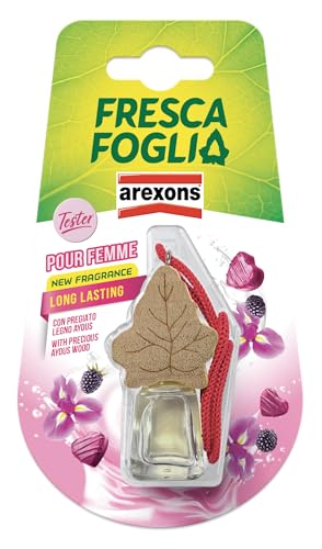 AREXONS 19551 Fresca foglia Boccettino Fragranza Pour Femme 4,5 ml, Profumatore Auto Liquido, Profumatore Ambiente Auto con Tappo in Legno Diffondi Profumo