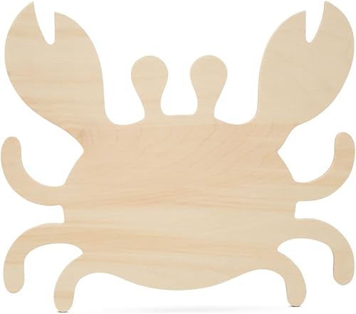 Recorte de cangrejo de madera sin terminar, 12 pulgadas, 1 pieza de formas de madera para manualidades y decoración de verano, playa y verano,