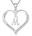 YL Collier initial 925 argent graver"je t'aime maman" M Alphabet lettre coeur pendentif bijoux cadeaux pour femmes dames