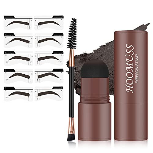 Eyebrow Stamp Kit Brow Stencil For Perfect Brows With 10Pc Eyebrow Stencils, Waterproof Eye Brow Pomade Long Lasting Brow Makeup, Pigmented & Easy To Use (Black Brown) #TOP8