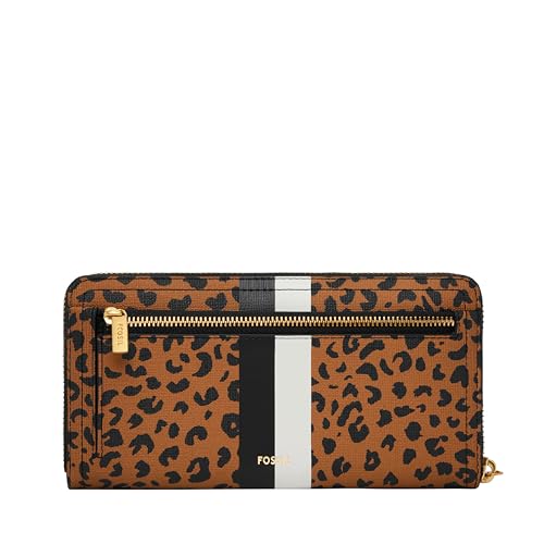 Image of Fossil Women's Logan Leather RFID-Blocking Zip Around Clutch Wallet with Wristlet Strap for Women