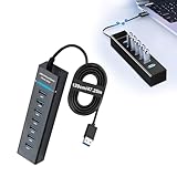 Design vertical compact avec câble d'extension de 120 cm: Son format vertical fin permet un gain de place sur le bureau tout en garantissant un accès facile à tous les ports. Équipé d'un câble USB de 120 cm (47,25 pouces), il se place facilement sur un bureau ou un poste de travail sans obstruer les ports environnants. Son format compact le rend idéal pour les bureaux à domicile, les salles de classe et les espaces de travail partagés