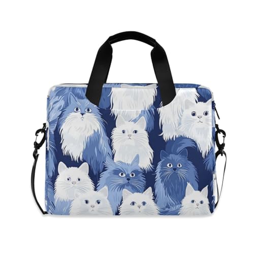 Sac ordinateur portable avec poignée chat angora housse rigide marine