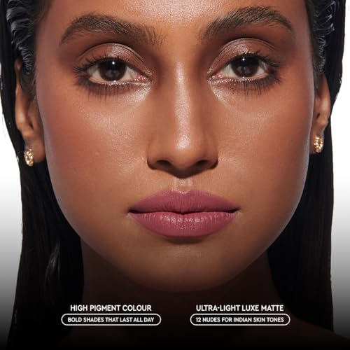 Image of Kiro Slickstick Luxe Matte Lipstick - Velvet Nude, 2.4g | High-Pigment Velvet Matte Finish | Hydrating & Long-Lasting | Infused with Peptides & Hyaluronic Spheres | 12 Nude, Pink, Brown & Red Shades