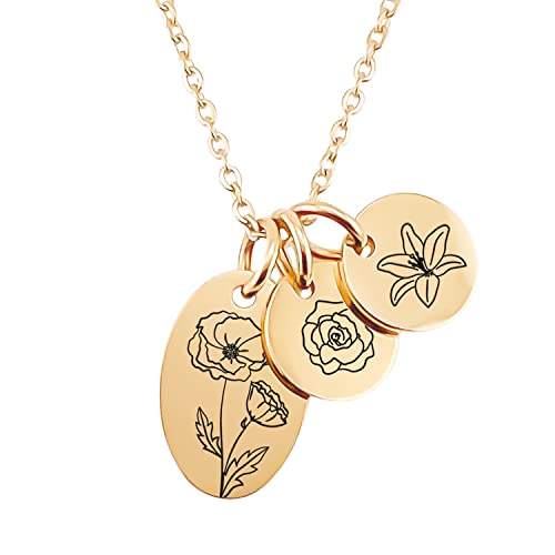Birth Flower Necklace, Customize your Birth Month Flowers, Mothers Day