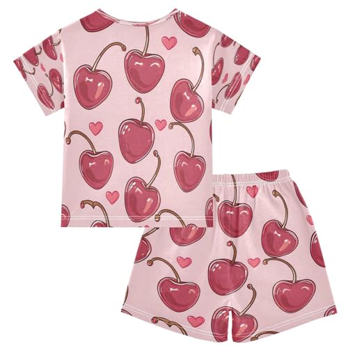 senya Short Sleeve Pajamas Sets Summer Cotton Sleepwear Cherries Hearts2