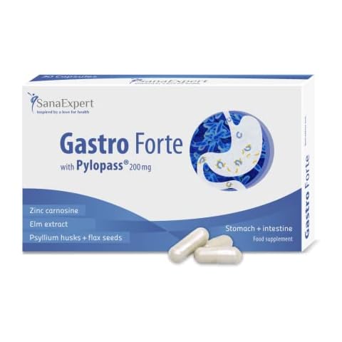 SanaExpert Gastro Forte with Pylopass, intestinal Treatment After antibiotics, bifido Bacteria, elm Extract, psyllium husks, Flaxseed (30 Capsules) (1) Cover
