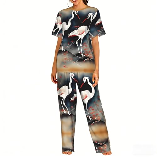 Pyjama doux japonais femme vêtement de nuit confortable imprimé traditionnel traditionnel