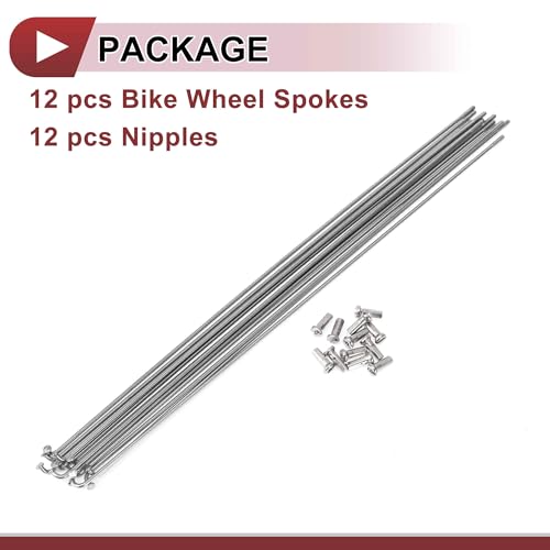 A ABSOPRO 12 Set 14G Bicycle Spokes 265mm Bike Wheel Spokes 304 Stainless Steel Silver Tone