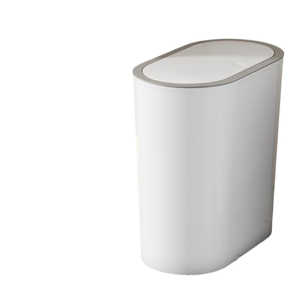 Space-Saving Trash Can for Small Spaces, Curved Design & Compact, Multi-Scene Use(High Grade Gray)