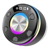 OYIB Bluetooth Shower Speaker, Portable Bluetooth Speaker 360° HD Sound, RGB Lights, FM Radio, IPX7 Waterproof Wireless Speaker w/ Suction Cup and Mic, Shower Radio Party/Outdoor/Travel/Gifts (K9)