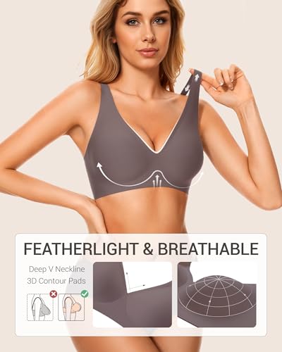Image of Gailife Deep V Jelly Bras for Women No Underwire Wireless Seamless Push Up Bra Comfort Support Plunge Bralette Full Coverage
