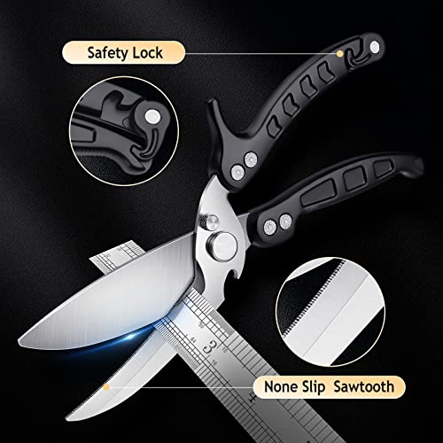 Image of DRAGON RIOT Heavy Duty Poultry Shears - A Must Have Kitchen Shears for Chicken and Meat Cutting - Dishwasher Safe and Stainless Food Kitchen Scissors for Thanksgiving(Black)